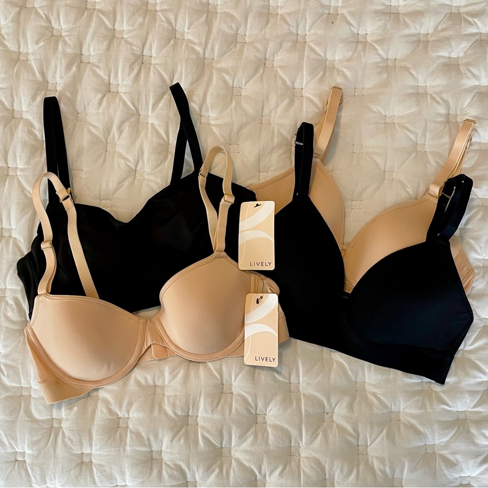 4 Lively Bras Spacer, Spacer Balconette, Eco Straight Up Bralette Sizes 32B & XS